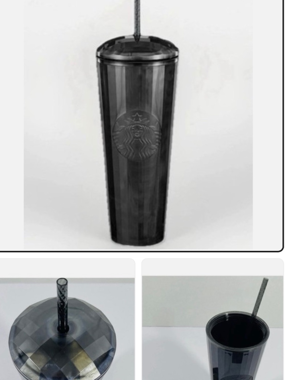 NWT Starbucks Charcoal Black Gem Faceted Prism Studded Tumbler (24 oz / Venti)